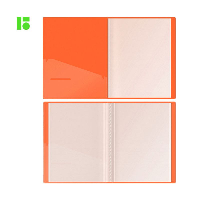 Папка с 40 вкладышами Berlingo "Neon", 24мм, 1000мкм, оранжевый неон, с внутр. карманом 