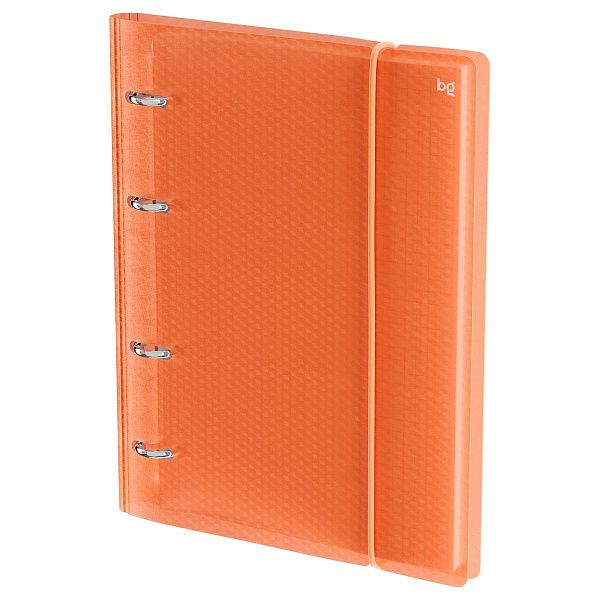 Тетрадь на кольцах А5, 120л., BG "Neon", пластиковая обложка, оранжевый, с резинкой