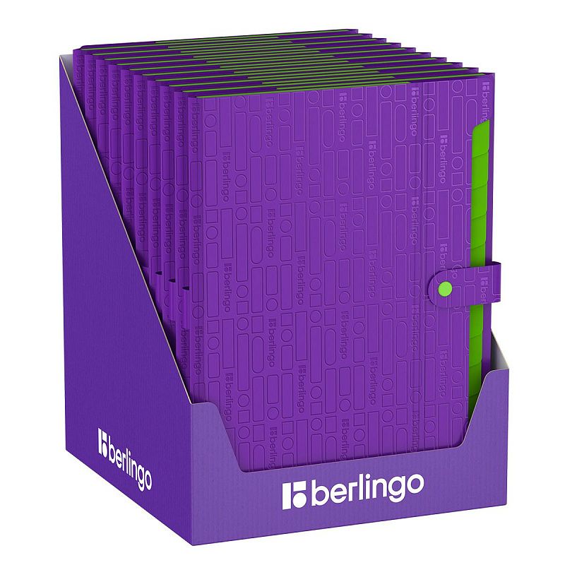 Папка 12 отделений Berlingo "Your Way", А4, 600мкм, на кнопке, фиолетовая 