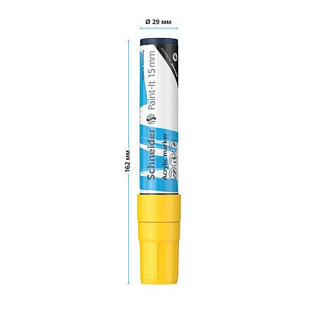 Маркер акриловый Schneider "Paint-It 330" 15мм, прямоугольный, желтый