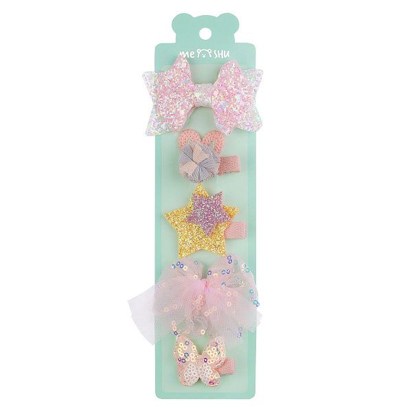 Заколки для волос MESHU, с топпером, перламутровый цвет, 5шт., европодвес