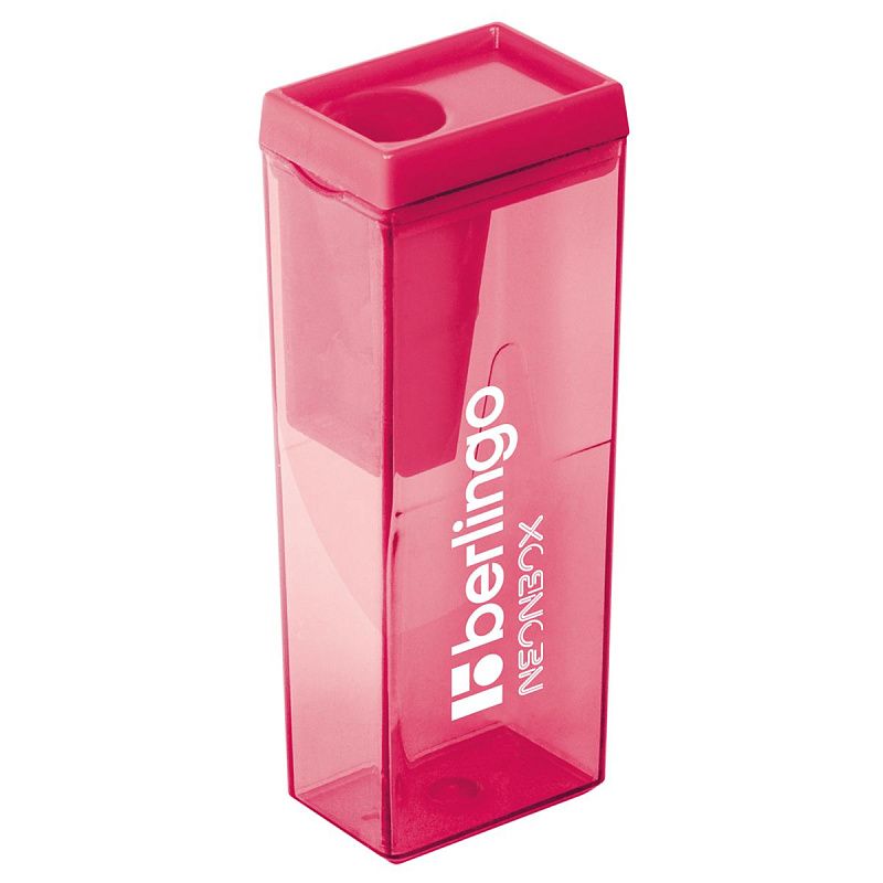 Точилка пластиковая Berlingo "NeonBox" 1 отверстие, контейнер, ассорти 