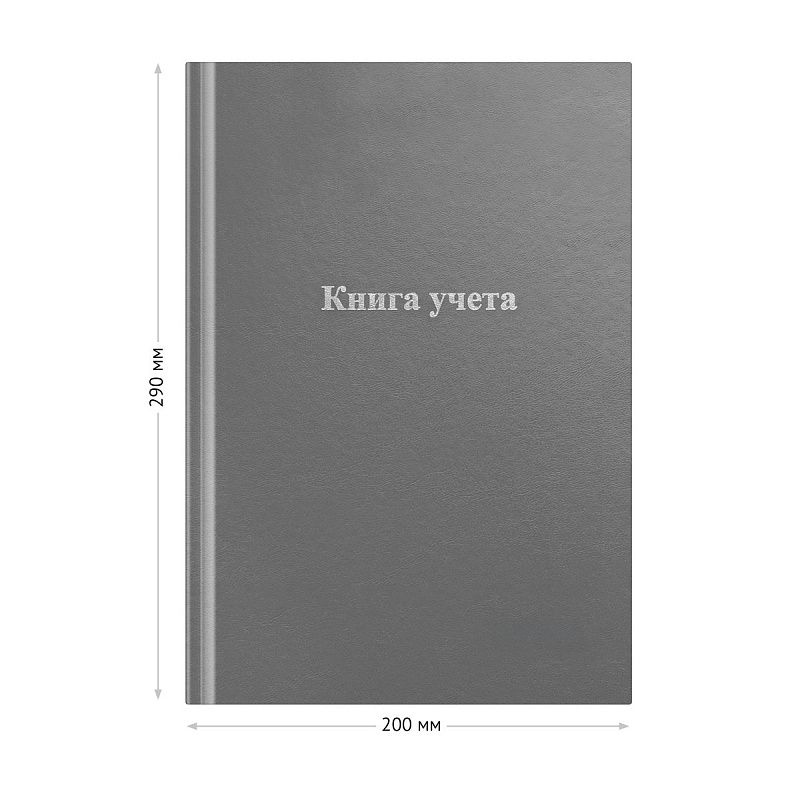 Книга учета OfficeSpace, А4, 96л., клетка, 200*290мм, бумвинил, цвет серый, блок офсетный