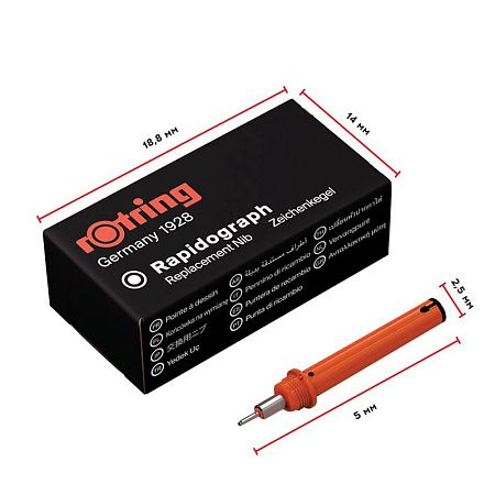 Пишущий элемент для рапидографа Rotring 1,0мм, картон. упаковка 