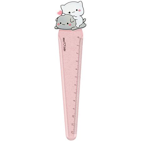 Линейка с топпером 12см MESHU "Cute kittens", пластиковая, европодвес 
