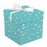 Коробка складная подарочная MESHU "Terrazzo", (15*15*15см), с лентой, отд фольгой