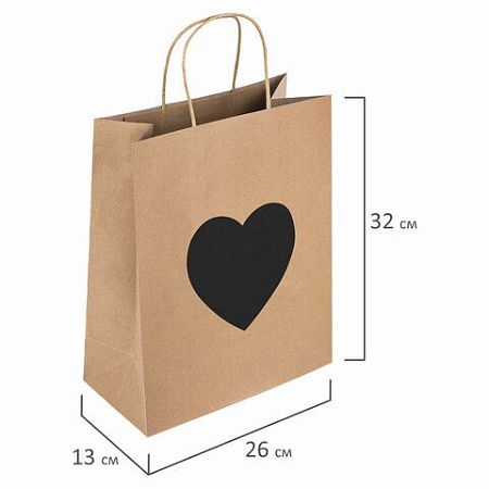 Пакет подарочный КОМПЛЕКТ 7шт 32x13x26см скретч-слой+стилус, "Heart on Kraft", ЗОЛОТАЯ СКАЗКА, 591971