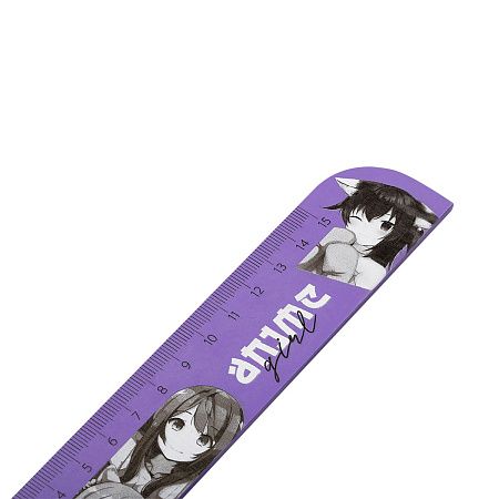 Линейка 15см MESHU "Anime", деревянная,  ассорти, европодвес 