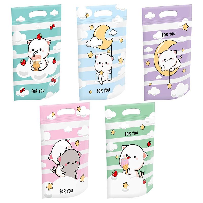 Набор подарочных пакетов 15*22 см, зип-лок, MESHU "Cloud cat", 35шт.