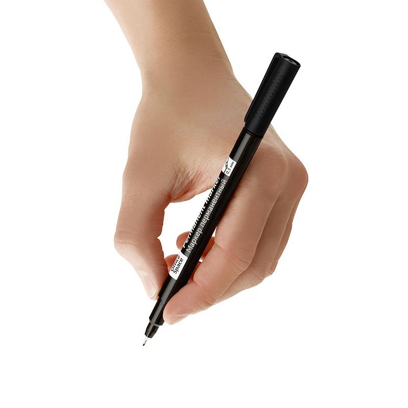 Маркер перманентный OfficeSpace черный, тонкий металл. наконечник, 0,5мм 