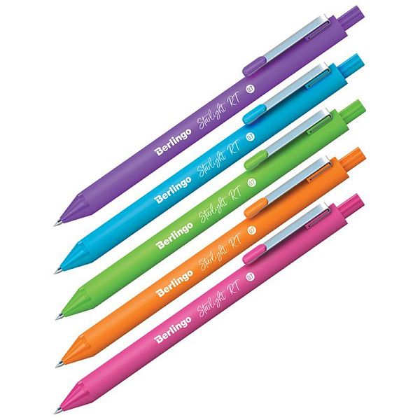 Ручка шариковая автоматическая Berlingo "Starlight RT" синяя, 0,7мм, корпус ассорти