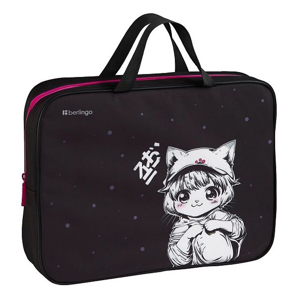 Папка текстильная с ручками 1 отделение, А4 Berlingo "Kawaii Dream", 350*265*75мм, текстиль, на молнии