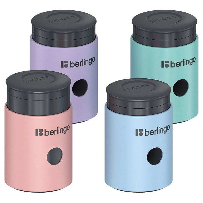 Точилка пластиковая Berlingo "Instinct" 1 отверстие, контейнер, ассорти, дисплей-бокс 