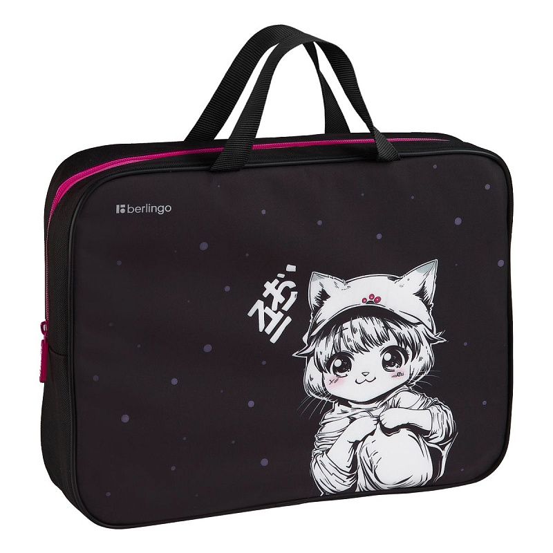 Папка текстильная с ручками 1 отделение, А4 Berlingo "Kawaii Dream", 350*265*75мм, текстиль, на молнии