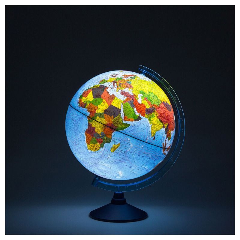 Глобус физико-политический Globen, 32см, с подсветкой от батареек на круглой подставке 