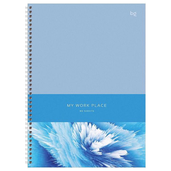 Тетрадь 80л., А4 клетка на гребне BG "Blue art", глянцевая ламинация, твердая обложка