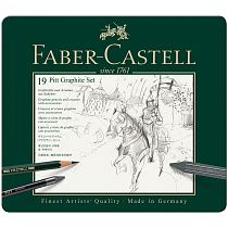 Набор карандашей ч/г Faber-Castell "Pitt Graphite", 19 предметов, заточен., метал. кор.