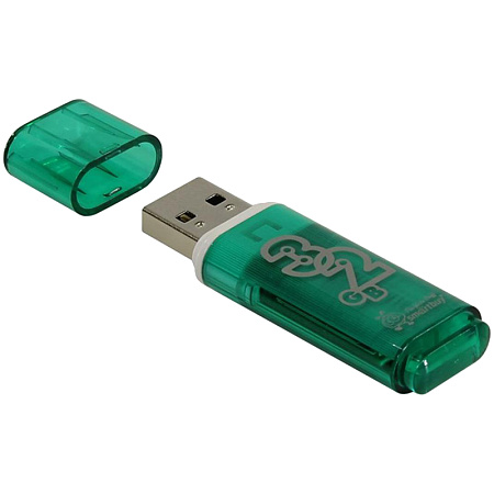 Память Smart Buy "Glossy"  32GB, USB 2.0 Flash Drive, зеленый