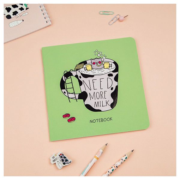 Записная книжка 170*170 мм 40л. на скрепке MESHU "Milk pool", soft-touch ламинация, выборочный УФ-лак, блок без линовки, 80г/м2