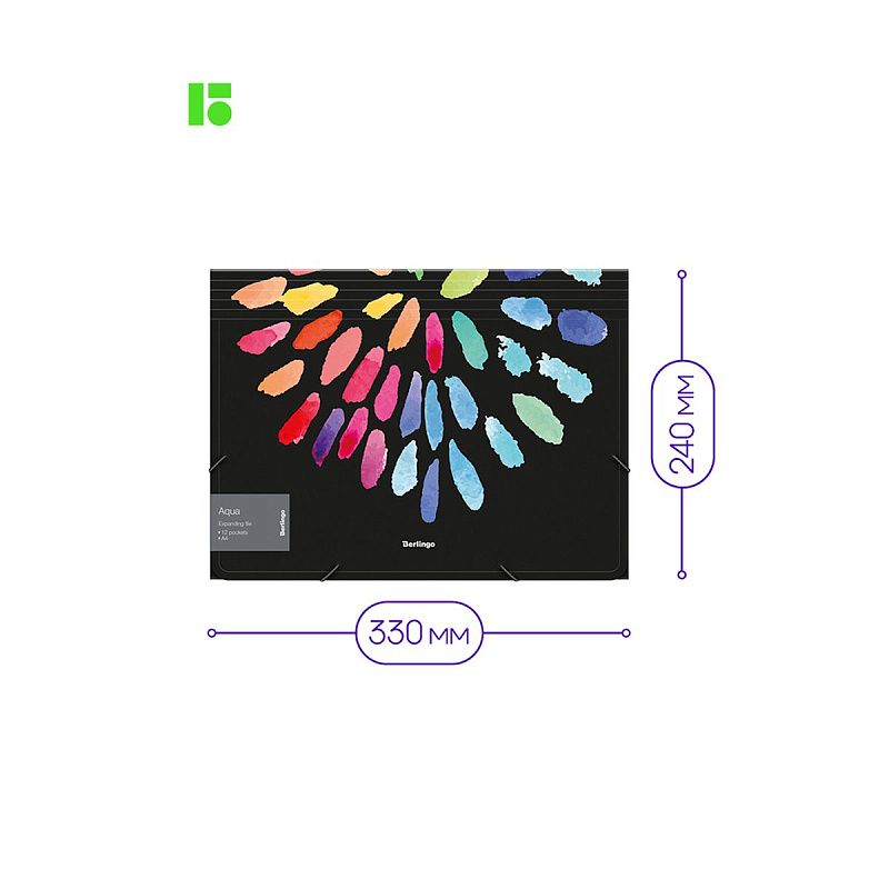 Папка 12 отделений Berlingo "Aqua" А4, 330*240*25мм, 700мкм, на резинке, c рисунком 