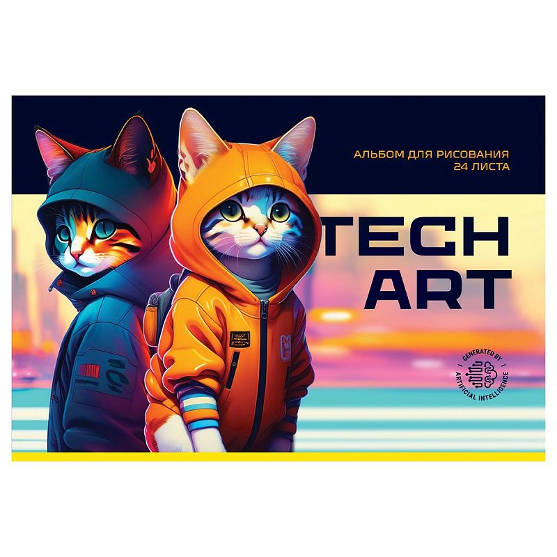 Альбом для рисования 24л., А4, на скрепке BG "TechArt"