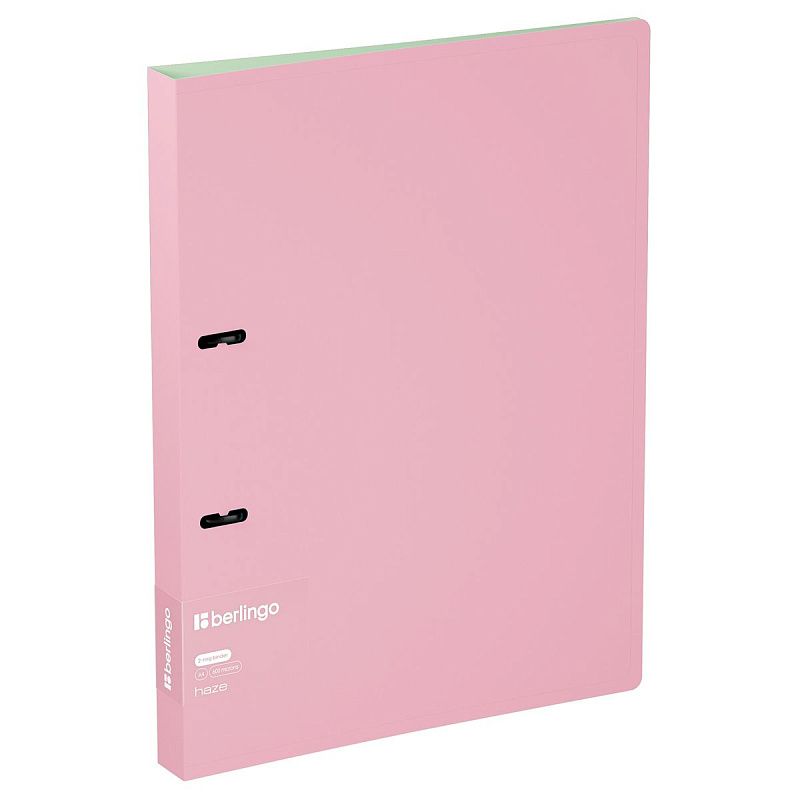 Папка на 2 кольцах Berlingo "Haze" A4, 24мм, 600мкм, D-кольца, с внутр. карманом, розовая, софт-тач