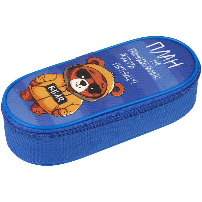 Пенал корпусный 1 отделение, 220*95*50 Мульти-Пульти "Мишка", полиэстер 