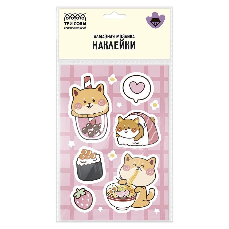 Алмазная мозаика, наклейки ТРИ СОВЫ "Корги", пакет с европодвесом