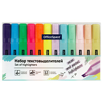 Набор текстовыделителей OfficeSpace 12цв., 6цв. пастельные, 6цв. неоновые, 1-4мм, ПВХ-бокс