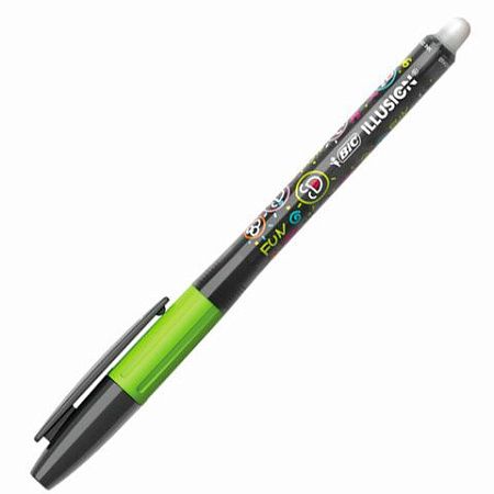 Ручка стираемая гелевая с грипом BIC "Gelocity Illusion", ЧЕРНАЯ, корпус черный, линия 0,3 мм, 516523 