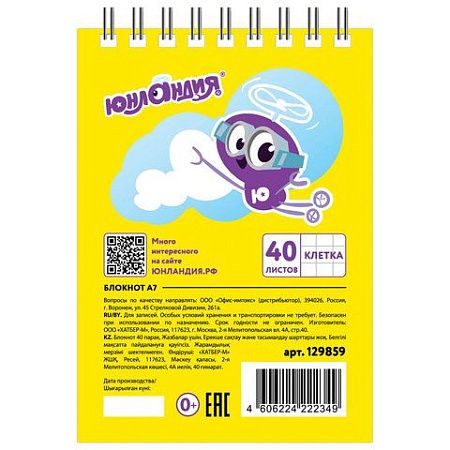 Блокнот МАЛЫЙ ФОРМАТ (75х105 мм) А7, 40 л., гребень, картон, клетка, ЮНЛАНДИЯ, "МОНСТР-ТРАК"/"ФУТБОЛ", 129859