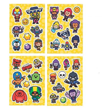 Наклейки Brawl Stars "Желтые", 36 наклеек, пакет