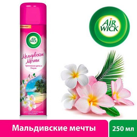 Освежитель воздуха аэрозольный 290 мл AIRWICK "Мальдивские мечты" - "Тропические цветы и Пачули", 3094491 