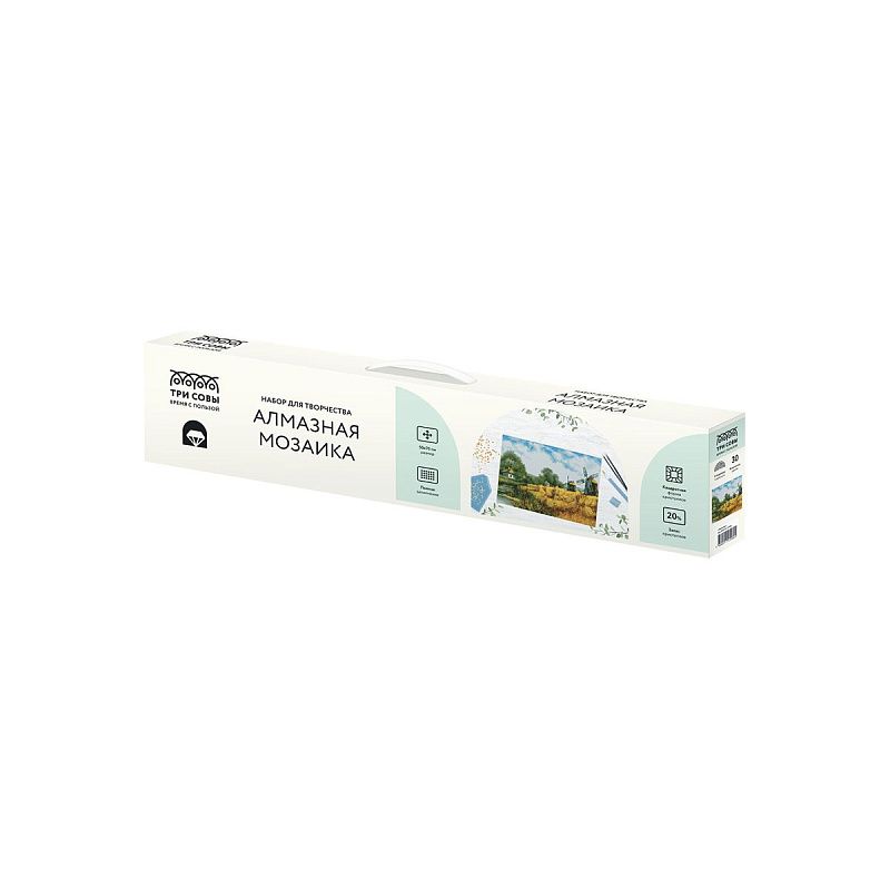 Алмазная мозаика ТРИ СОВЫ "Мельницы", 50*70см, холст, картонная коробка с пластиковой ручкой