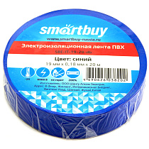 Изолента Smartbuy, 19мм*20м, 180мкм, синяя, инд. упаковка