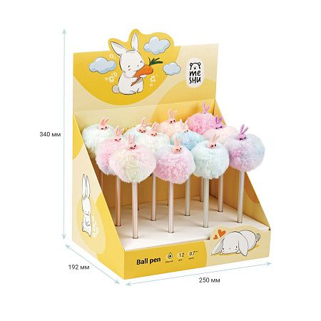 Ручка шариковая MESHU "Sugar Bunny", синяя, 0,7мм, корпус ассорти, с топпером 