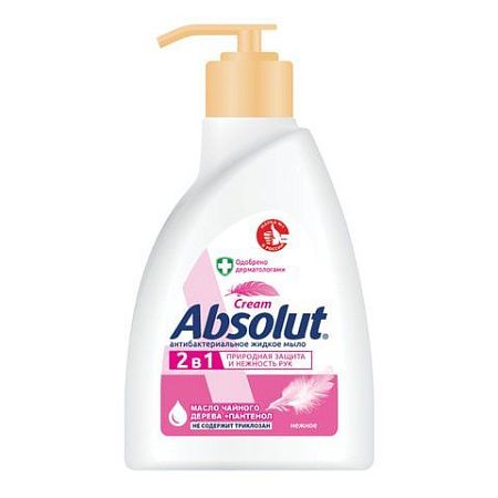 Мыло жидкое антибактериальное 250 мл ABSOLUT (Абсолют) "Нежное", дозатор, не содержит триклозан, 5061, 5007, 5061 