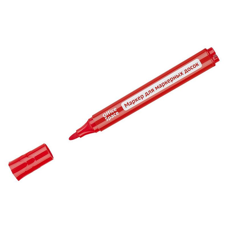 Маркер для белых досок OfficeSpace "Bullet" красный, пулевидный, 2,5мм
