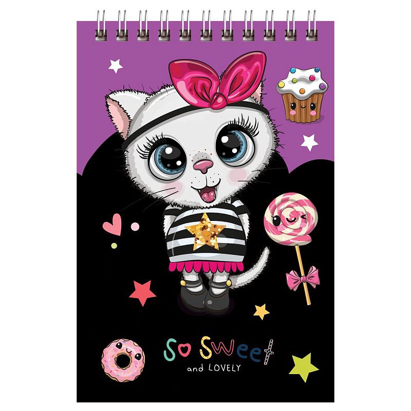 Блокнот А6 40л. на гребне BG "Глазастики", блестки