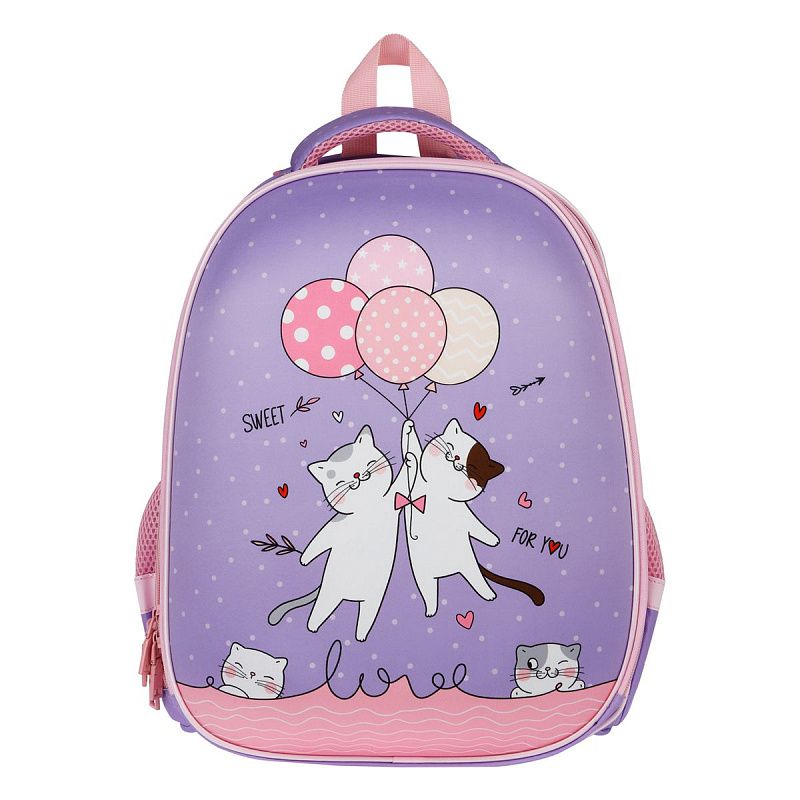 Ранец ArtSpace School Friend "Happy Cats" 39*30*18см, 2 отделения, 2 кармана, анатомическая спинка, пенал, мешок для обуви 