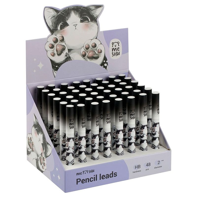 Грифели для механических карандашей MESHU, 6шт., 2,0мм, HB 