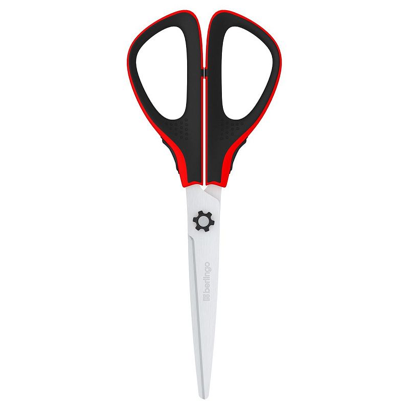 Ножницы Berlingo "Easycut 300", 19см, красные, мягкие вставки, европодвес
