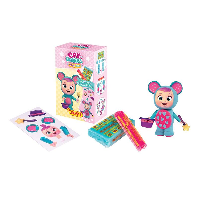 Набор с пластилином Cry Babies JOVI, 2 бруска 2-х цветов 15 и 50 гр, трафарет из картона , ассорти (Coney, Lady, Dotty, Lala)