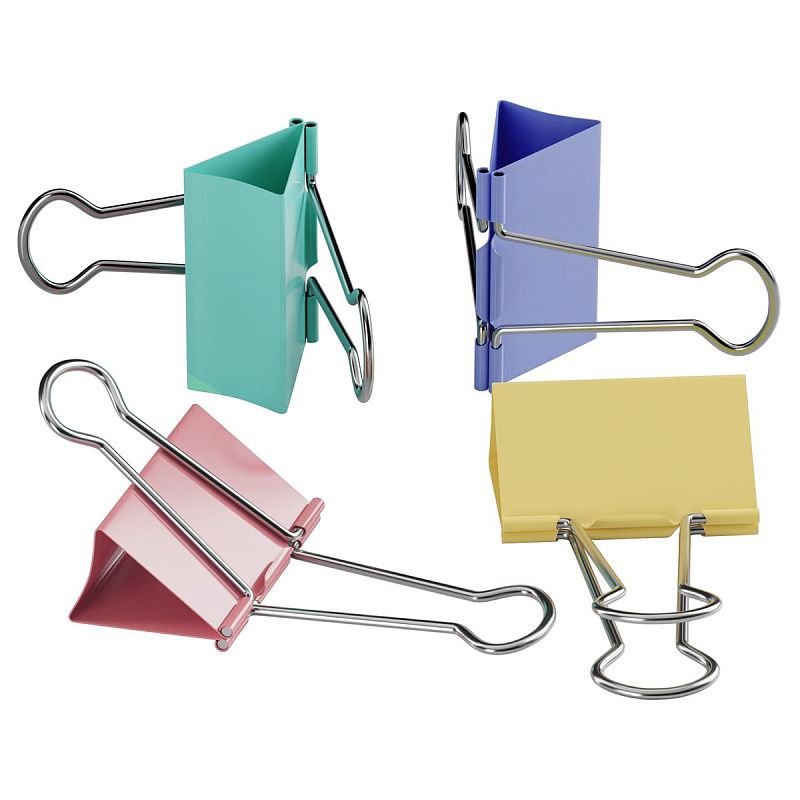 Зажимы для бумаг 32мм, Berlingo, 12шт., цветные, пластиковый тубус