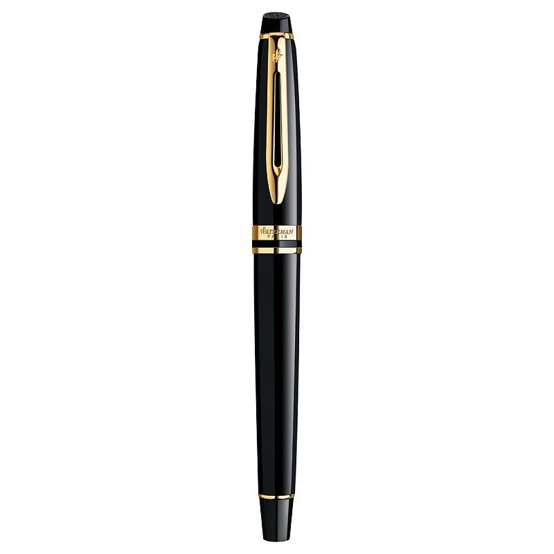 Ручка перьевая Waterman "Expert Black Lacquer GT" синяя, 0,8мм, подарочная упаковка 