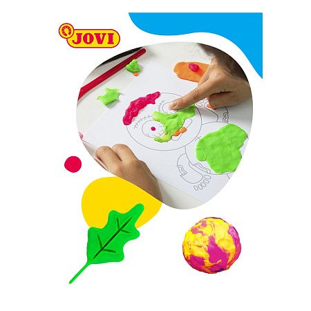 Пластилин JOVI, 06 цветов, 90г, растительный, флуоресцентный, картон, европодвес