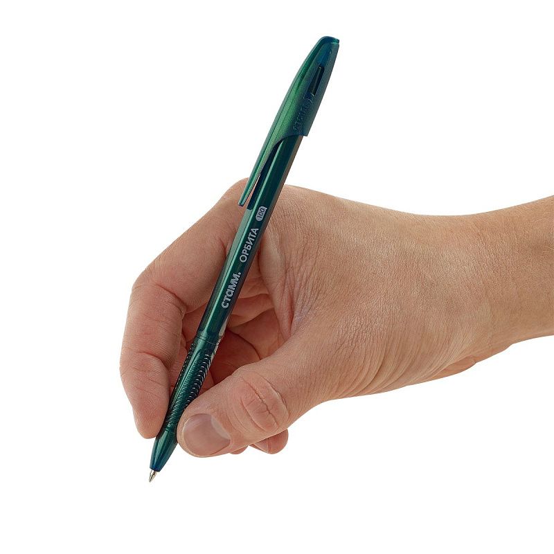 Ручка шариковая СТАММ "Орбита 100" 4шт., синие, 0,7мм, хамелеон, пакет с европодвесом 