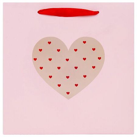 Пакет подарочный 20х20х8 см ЗОЛОТАЯ СКАЗКА "With LOVE", с прозрачным окном, матовая ламинация, 608255