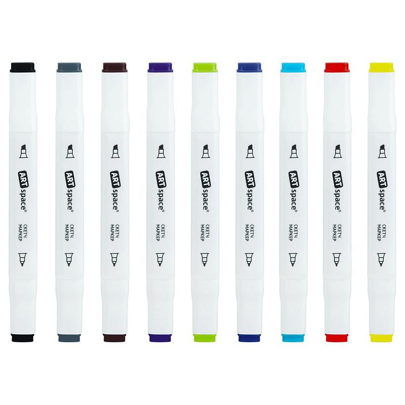 Набор для рисования ArtSpace 58 предм. подарочный бокс. 10цв скетч-маркер., 10цв каранд., 12цв флом., 12цв пастелей, 12цв воск.мелки., блокн., точилка