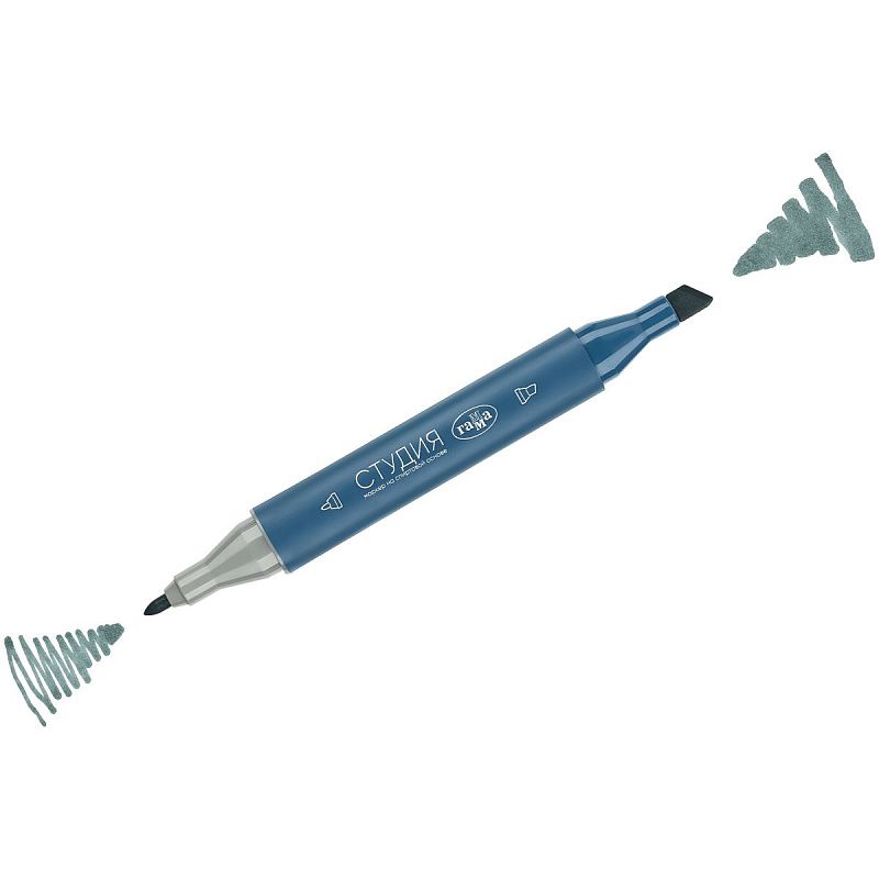 Маркер двусторонний для скетчинга Гамма "Студия", серый холодный, корпус трехгранный, пулевид./клиновид. наконечники